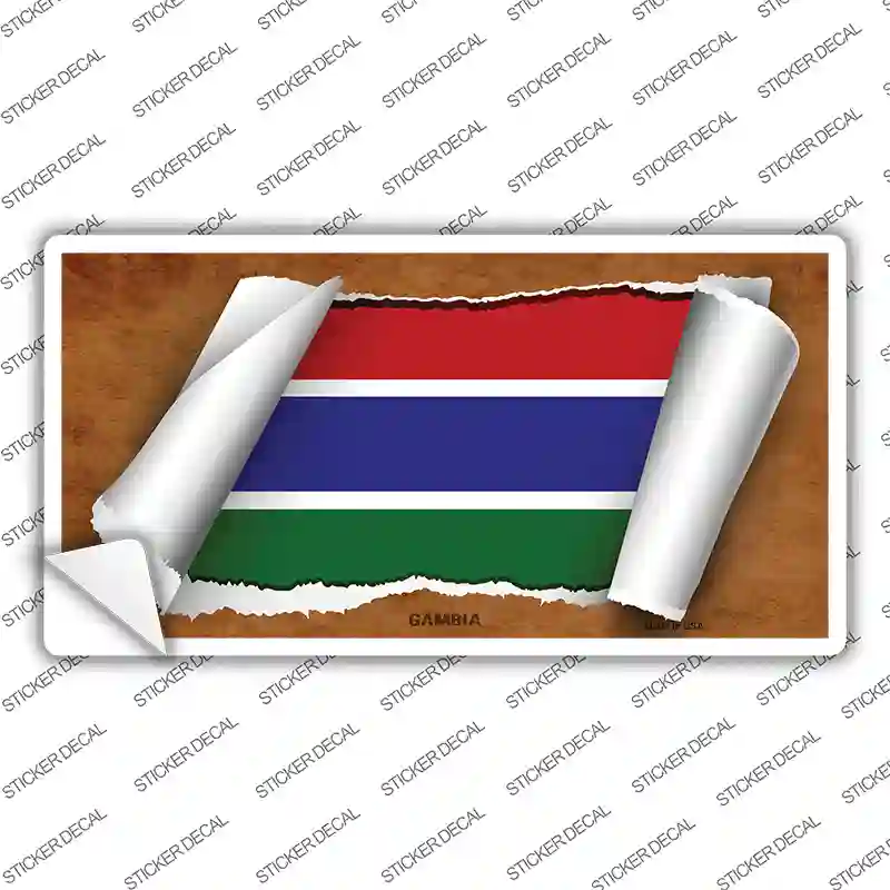 Gambia Flag Scroll Novelty Sticker Decal