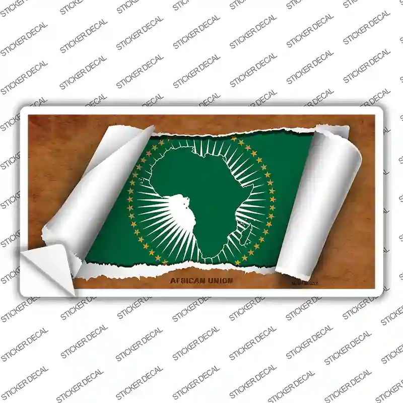 African Union Flag Scroll Novelty Sticker Decal