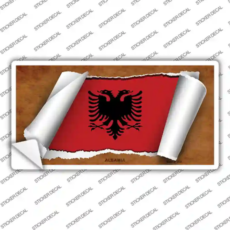 Albania Flag Scroll Novelty Sticker Decal