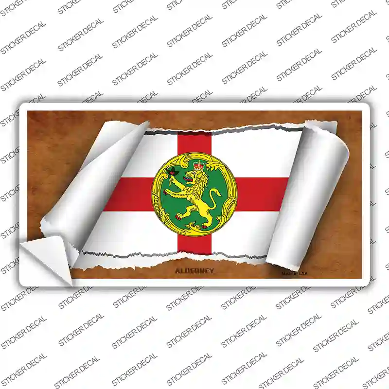Alderney Flag Scroll Novelty Sticker Decal