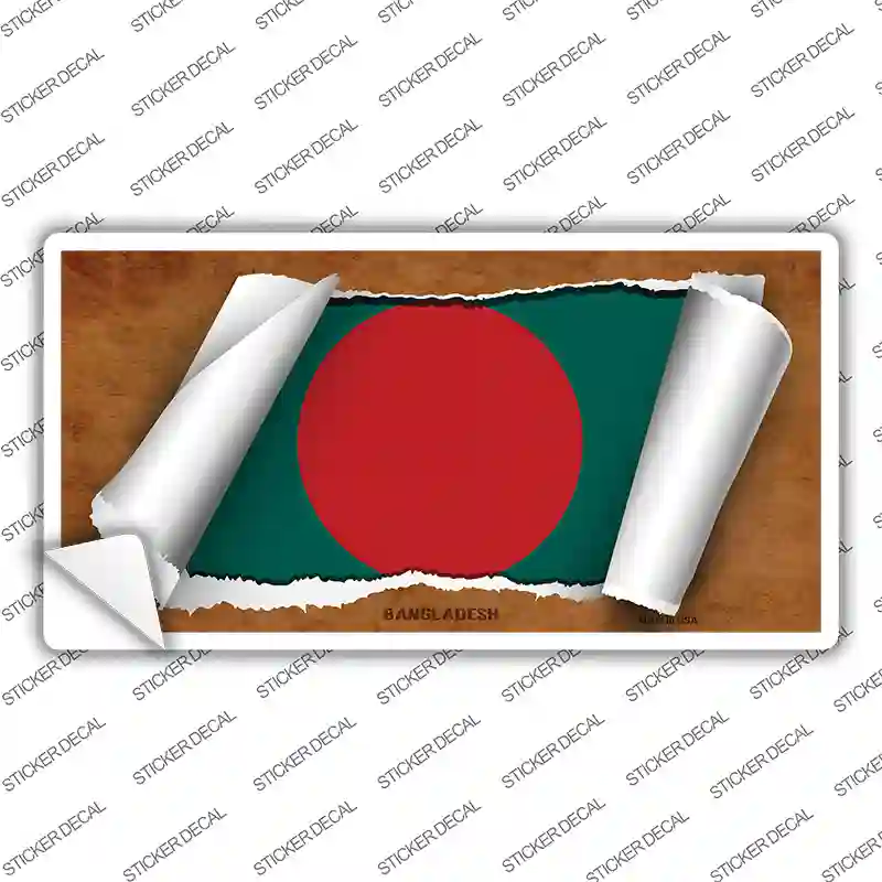 Bangladesh Flag Scroll Novelty Sticker Decal