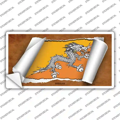 Bhutan Flag Scroll Novelty Sticker Decal