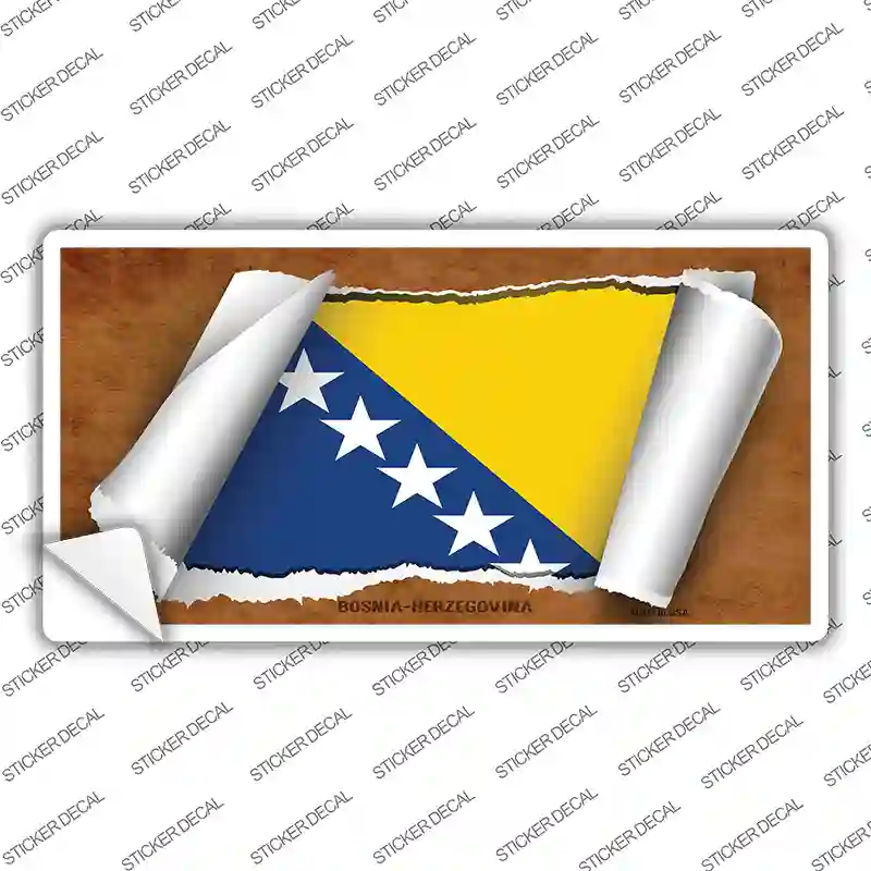 Bosnia-Herzegovina Flag Scroll Novelty Sticker Decal