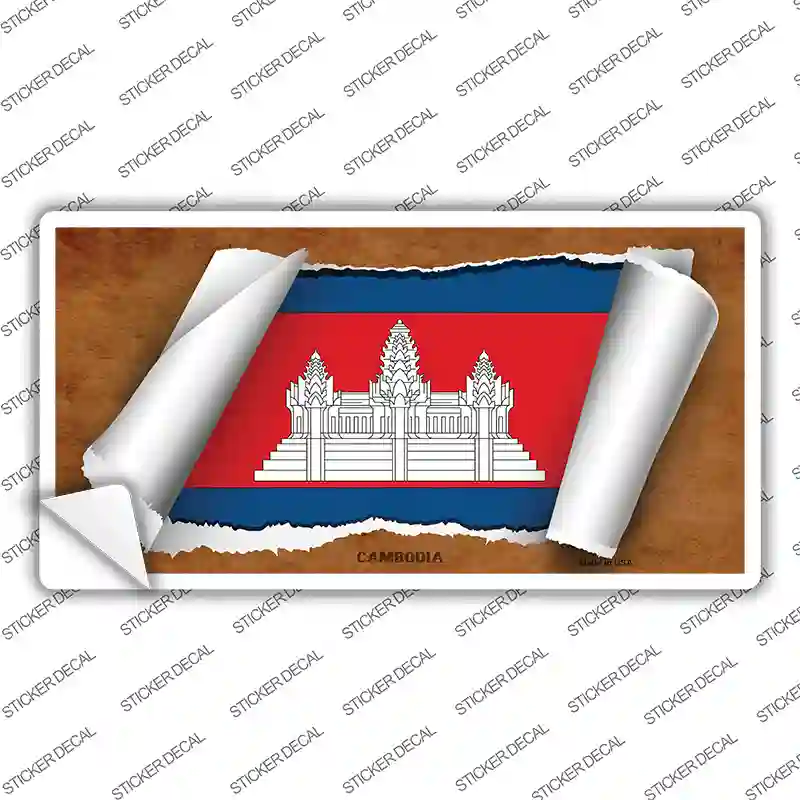 Cambodia Flag Scroll Novelty Sticker Decal