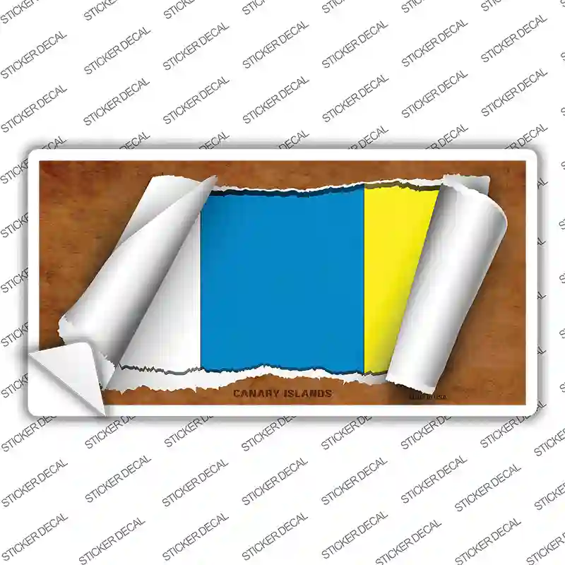 Canary Island Flag Scroll Novelty Sticker Decal