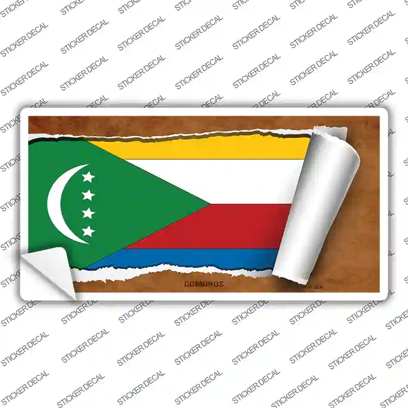 Comoros Flag Scroll Novelty Sticker Decal