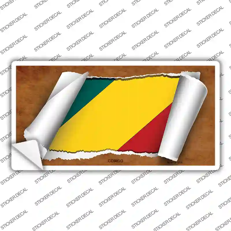 Congo Flag Scroll Novelty Sticker Decal