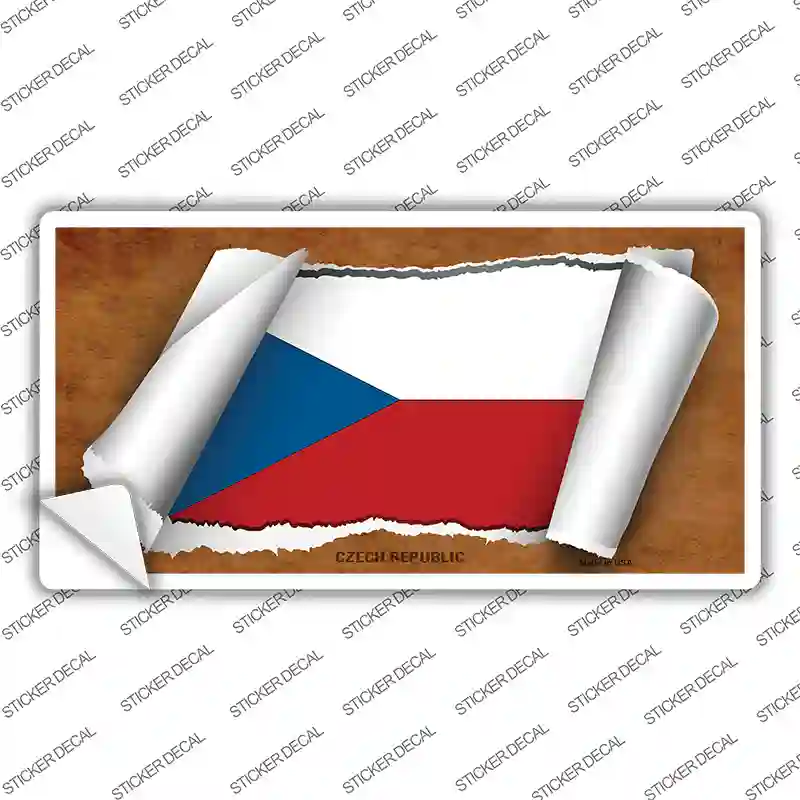Czech Republic Flag Scroll Novelty Sticker Decal