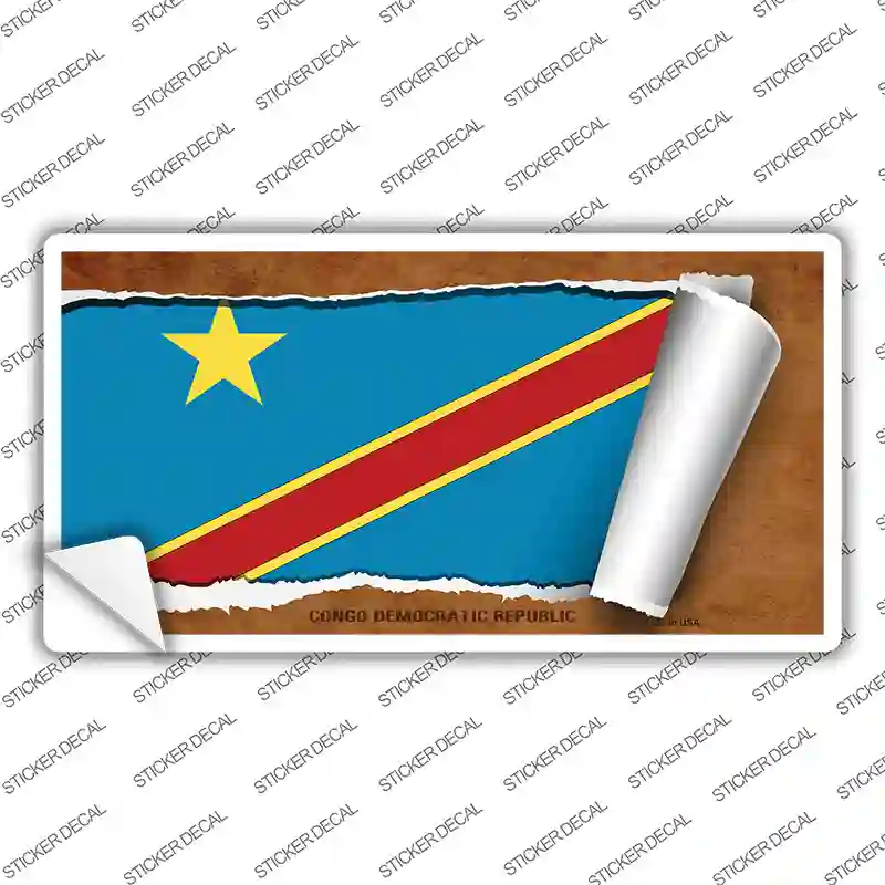 Congo Democratic Republic Flag Scroll Novelty Sticker Decal