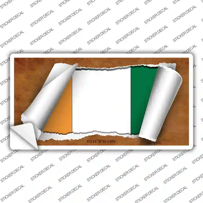 Cote DIvoire Flag Scroll Novelty Sticker Decal