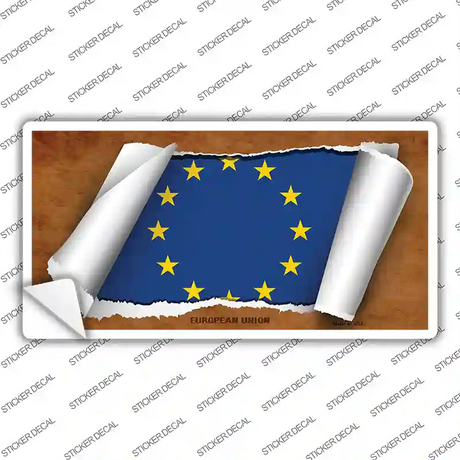European Union Flag Scroll Novelty Sticker Decal
