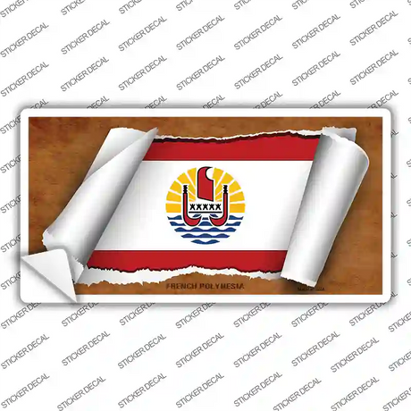French Polynesia Flag Scroll Novelty Sticker Decal