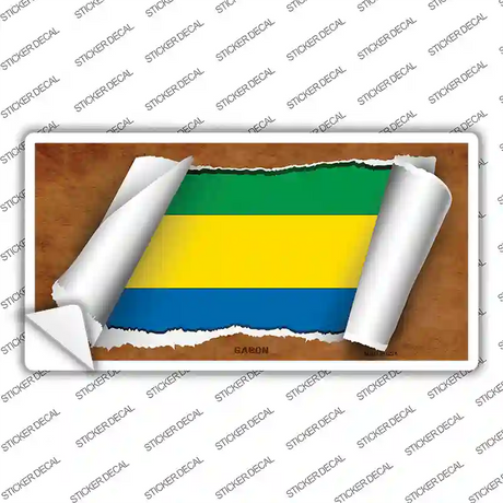 Gabon Flag Scroll Novelty Sticker Decal