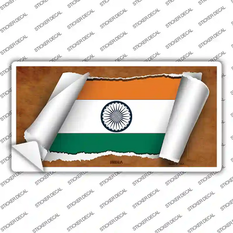 India Flag Scroll Novelty Sticker Decal