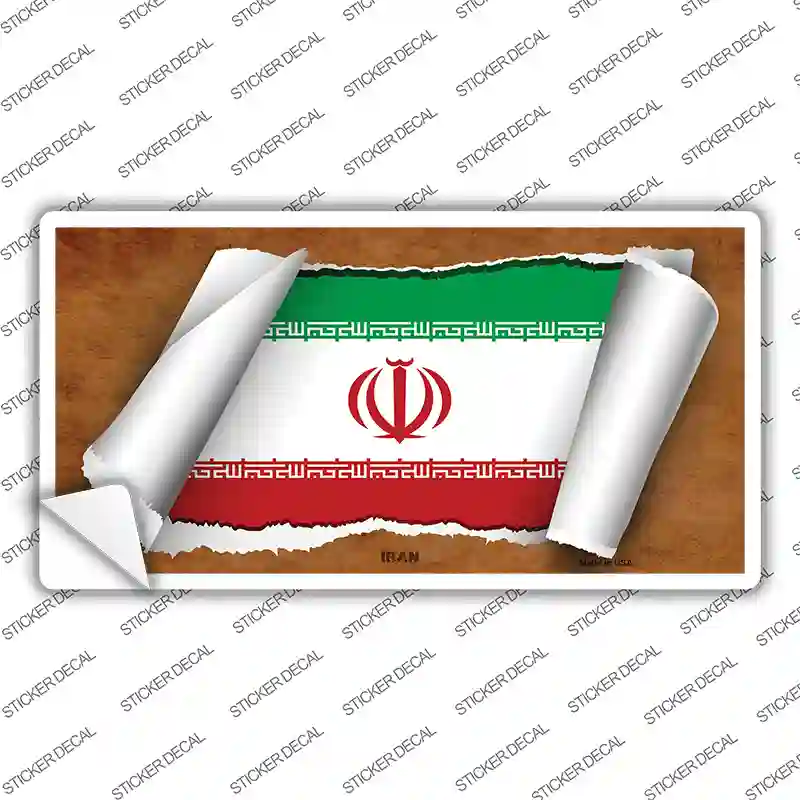 Iran Flag Scroll Novelty Sticker Decal