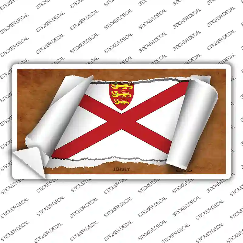 Jersey Flag Scroll Novelty Sticker Decal