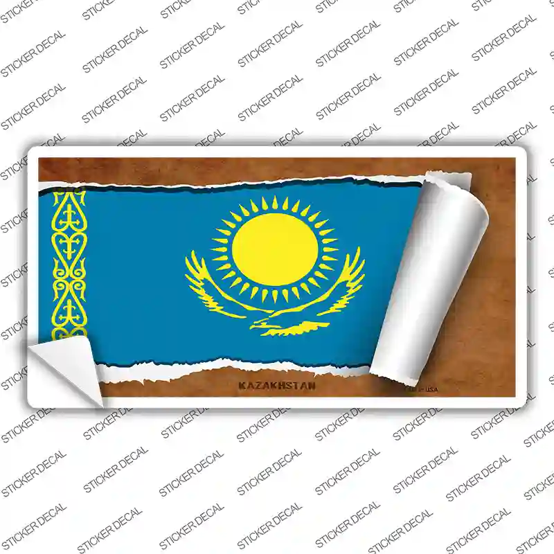 Kazakhstan Flag Scroll Novelty Sticker Decal