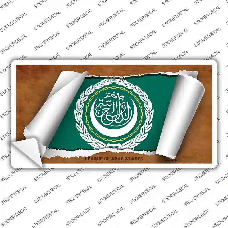 League of Arab States Flag Scroll Novelty Sticker Decal