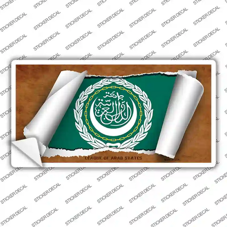 League of Arab States Flag Scroll Novelty Sticker Decal