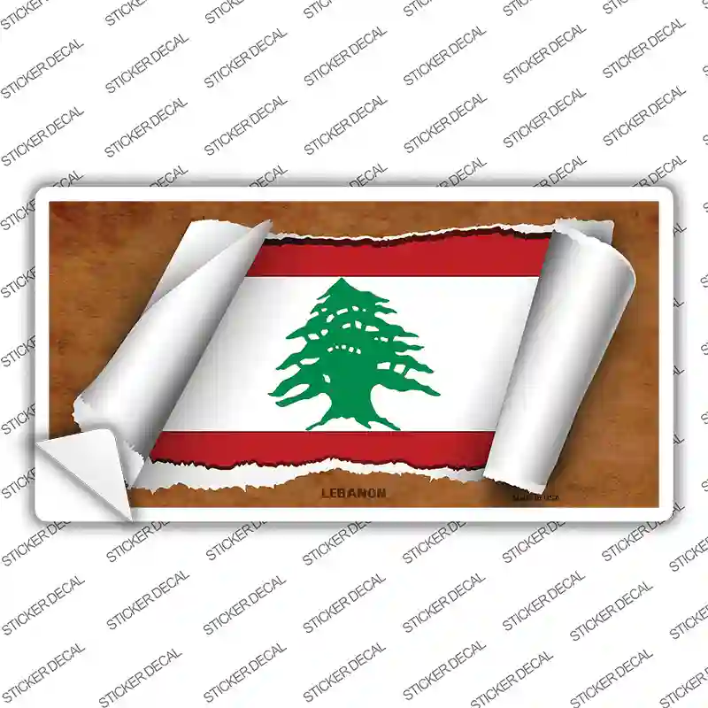 Lebanon Flag Scroll Novelty Sticker Decal