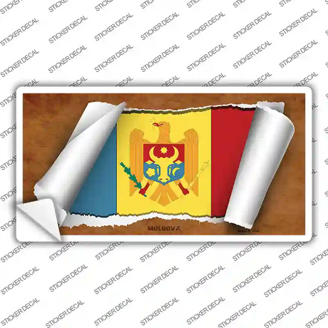 Moldova Flag Scroll Novelty Sticker Decal