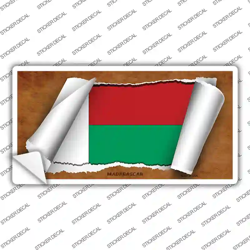 Madagascar Flag Scroll Novelty Sticker Decal