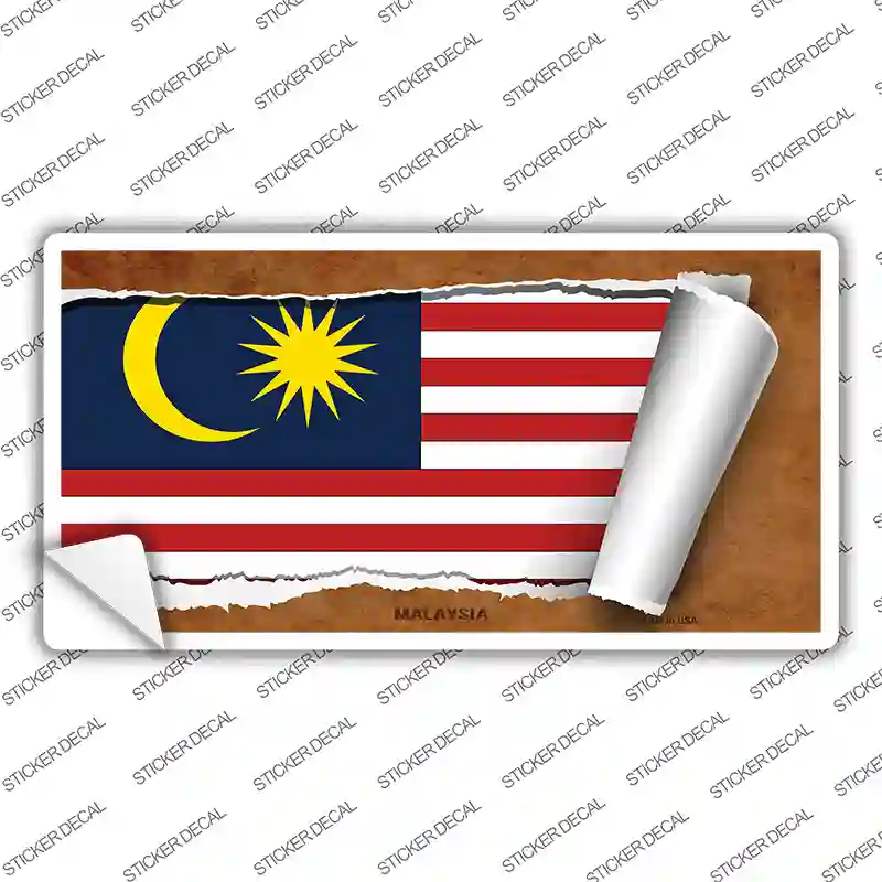 Malaysia Flag Scroll Novelty Sticker Decal