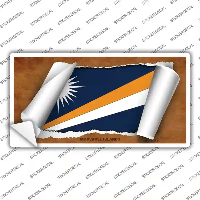 Marshall Islands Flag Scroll Novelty Sticker Decal