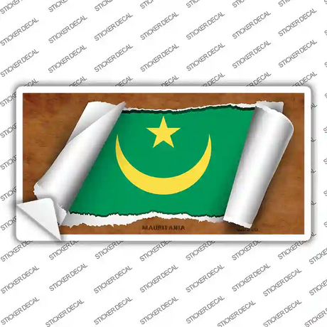 Mauritania Flag Scroll Novelty Sticker Decal