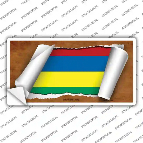 Mauritius Flag Scroll Novelty Sticker Decal
