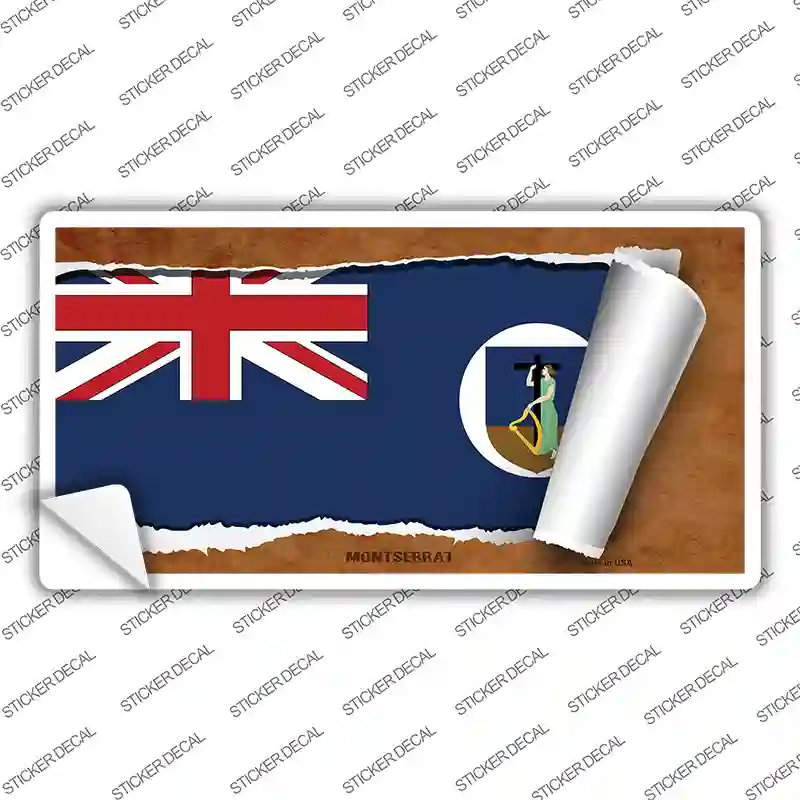 Montserrat Flag Scroll Novelty Sticker Decal