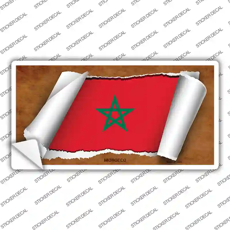 Morocco Flag Scroll Novelty Sticker Decal