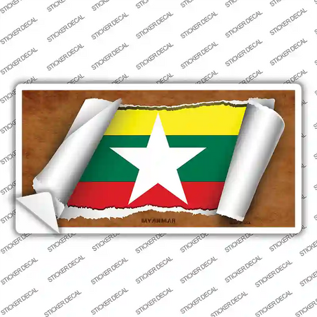 Myanmar Flag Scroll Novelty Sticker Decal