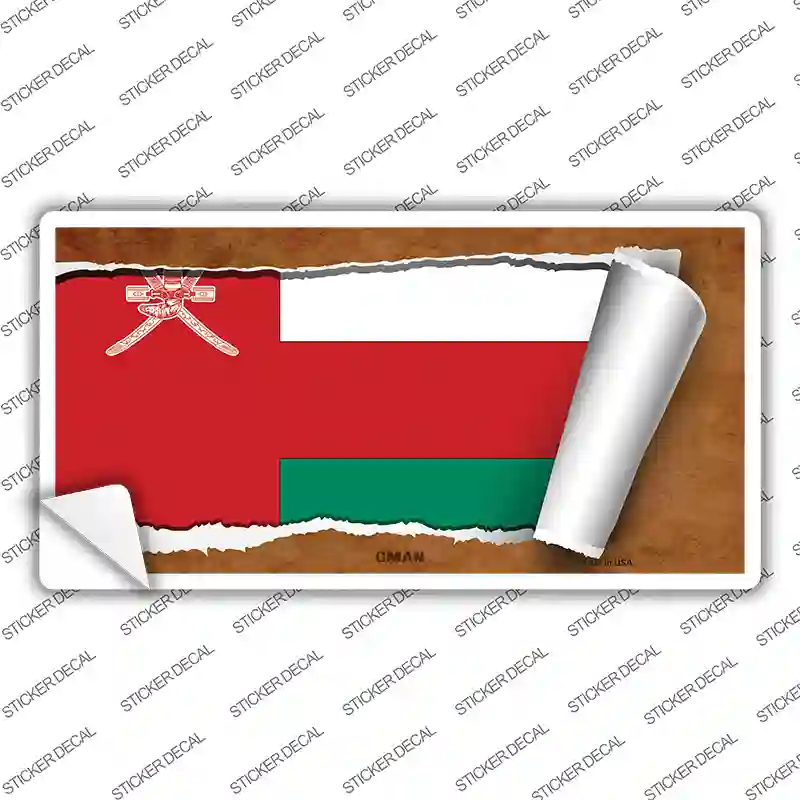 Oman Flag Scroll Novelty Sticker Decal