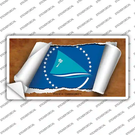 Pacific Community Flag Scroll Novelty Sticker Decal