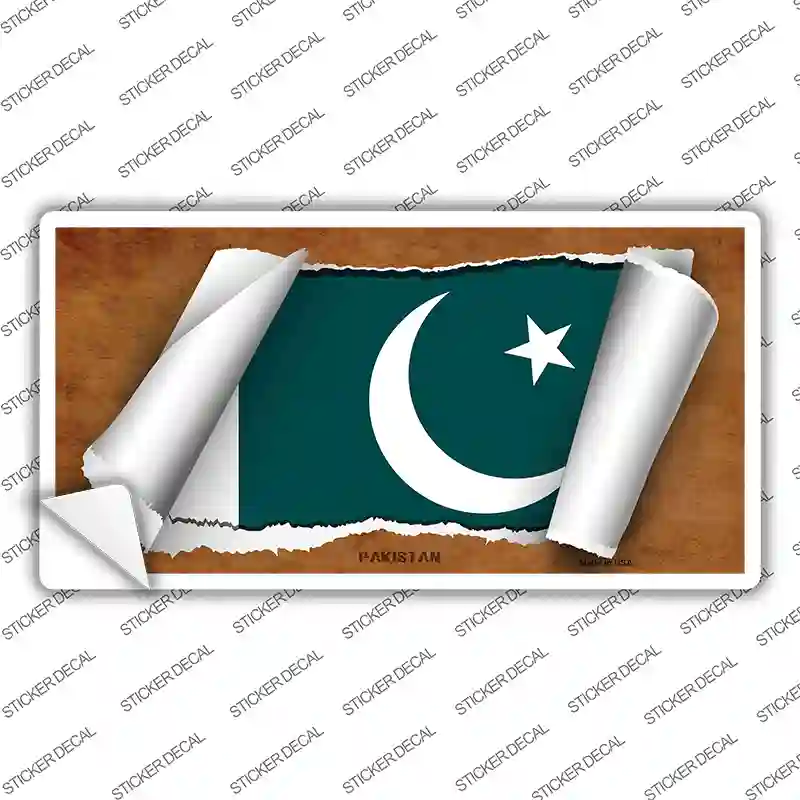 Pakistan Flag Scroll Novelty Sticker Decal