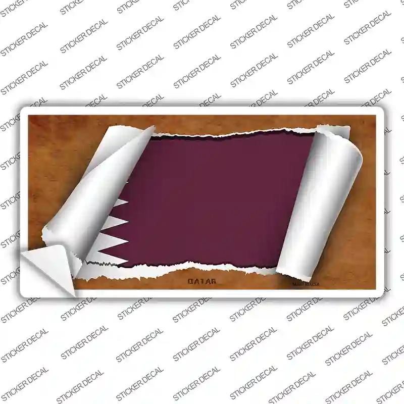 Qatar Flag Scroll Novelty Sticker Decal