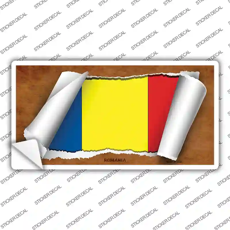 Romania Flag Scroll Novelty Sticker Decal