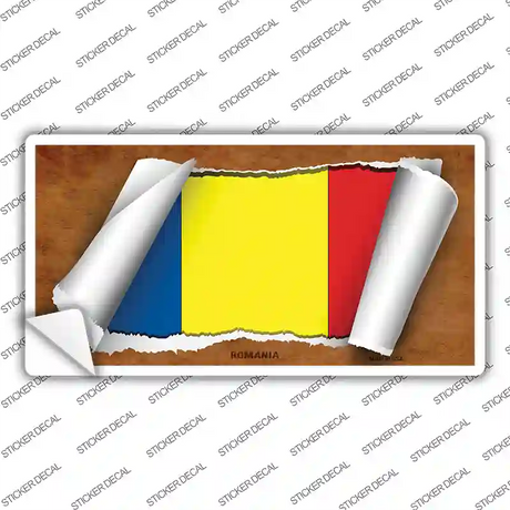 Romania Flag Scroll Novelty Sticker Decal