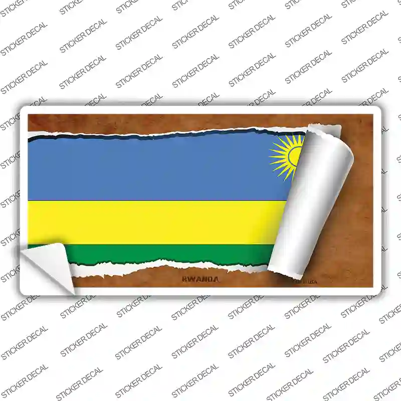 Rwanda Flag Scroll Novelty Sticker Decal