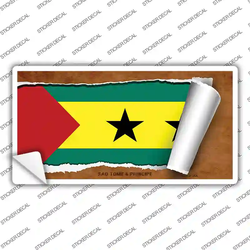 Sao Tome & Principe Flag Scroll Novelty Sticker Decal