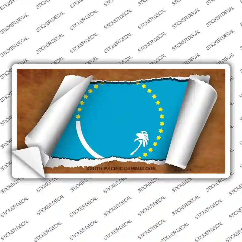 South Pacific Commission Flag Scroll Novelty Sticker Decal