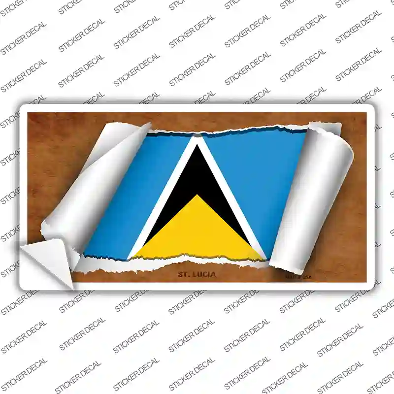 St Lucia Flag Scroll Novelty Sticker Decal