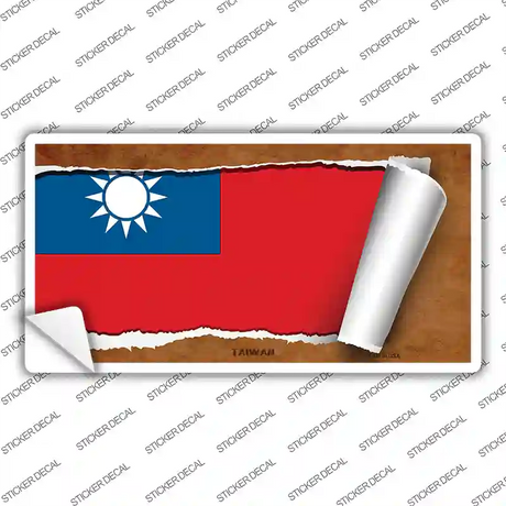 Taiwan Flag Scroll Novelty Sticker Decal