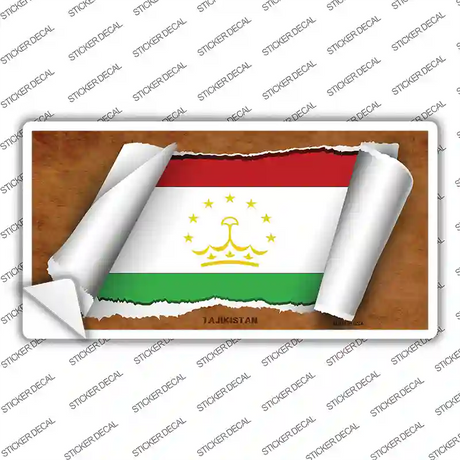 Tajikistan Flag Scroll Novelty Sticker Decal