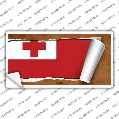Tonga Flag Scroll Novelty Sticker Decal