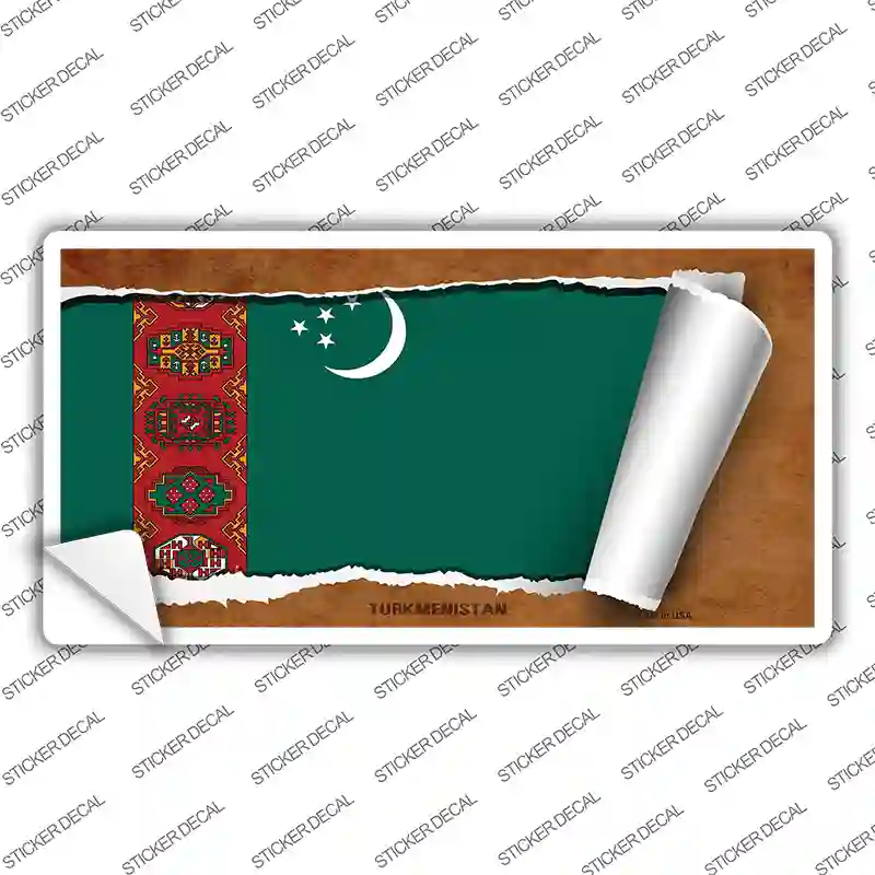 Turkmenistan Flag Scroll Novelty Sticker Decal