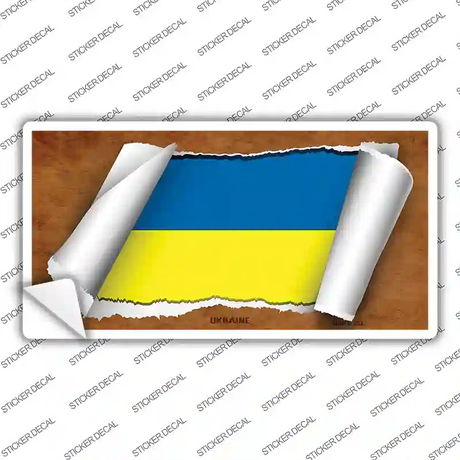 Ukraine Flag Scroll Novelty Sticker Decal