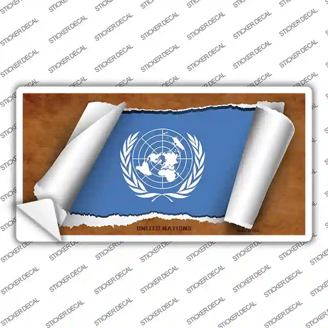 United Nations Flag Scroll Novelty Sticker Decal