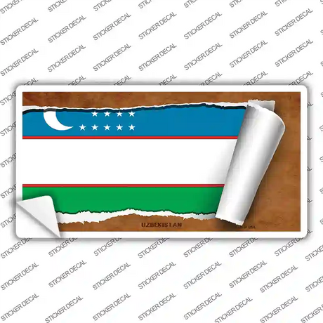 Uzbekistan Flag Scroll Novelty Sticker Decal